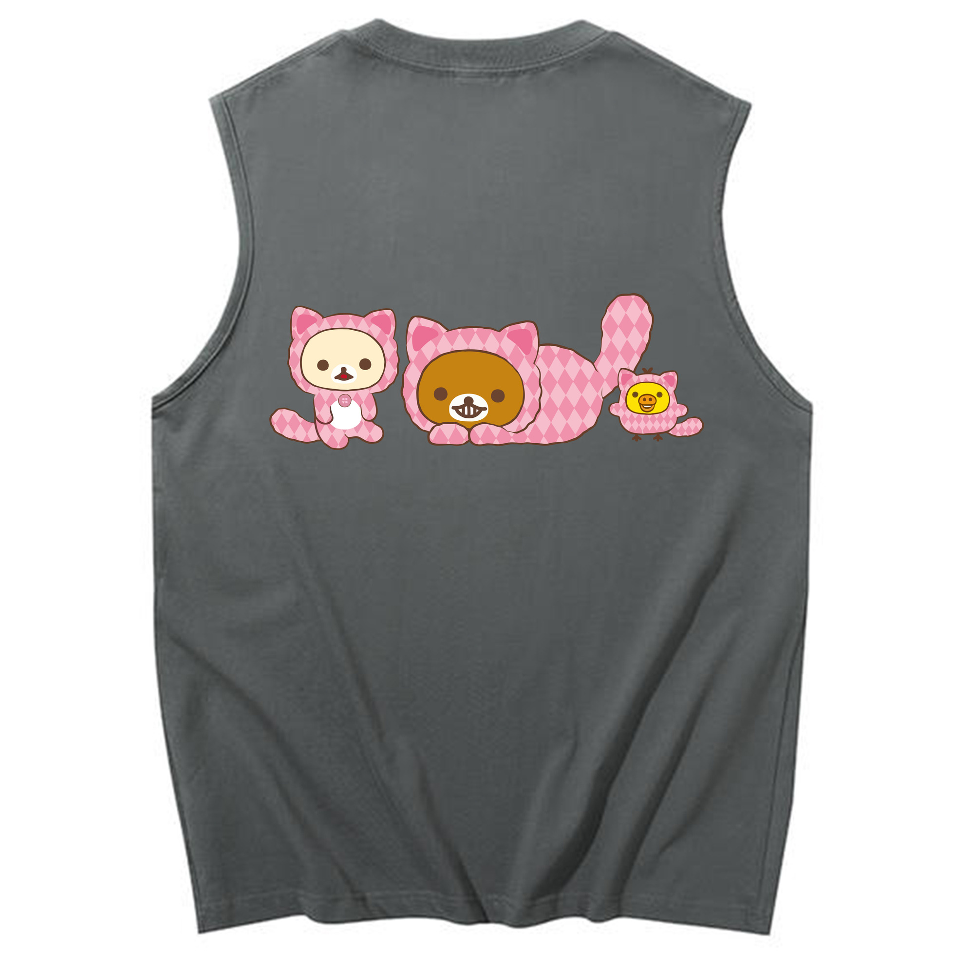 （画像用） リラックマ リラックマ キイロイトリ Rilakkuma Korilakkuma Kiiroitori コットン100％タンクトップ（背面プリント）